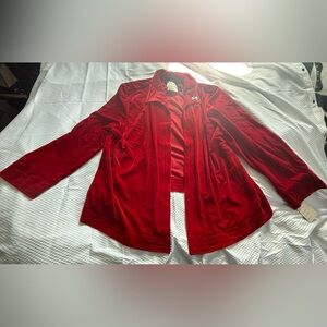 Harve Benard Red Velvet Open-Front Blazer